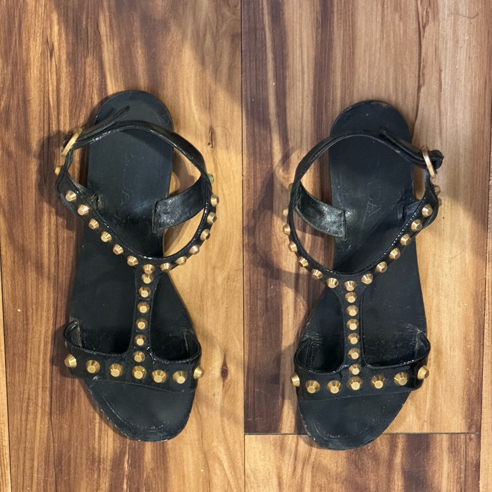 Prada gladiator sandles with gold